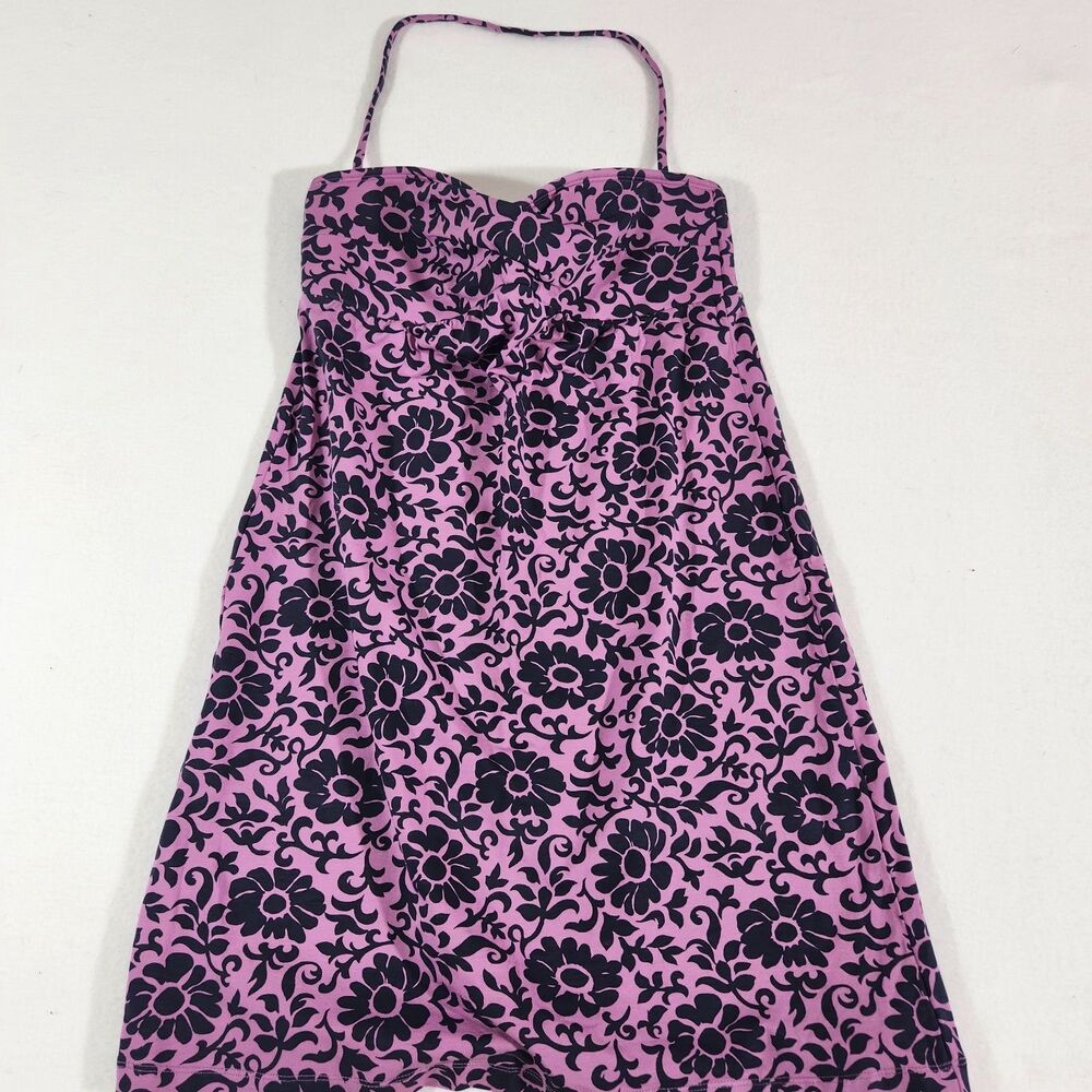 Tommy Bahama Indigo Flora Tambour Small Pink Fuchsia Halter Bra Top Dress